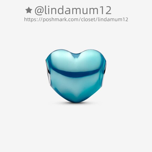 Pandora Metallic Sky Blue Heart Charm - Picture 2 of 6